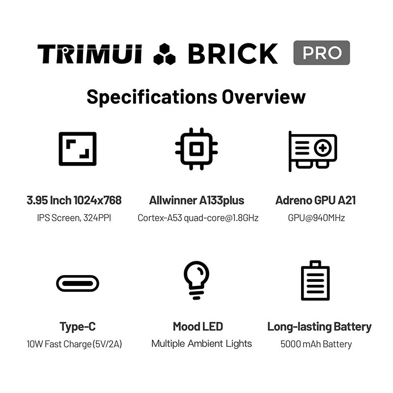 NEW TRIMUI BRICK PRO Retro Han - Gaming Console Under 5000 review and price